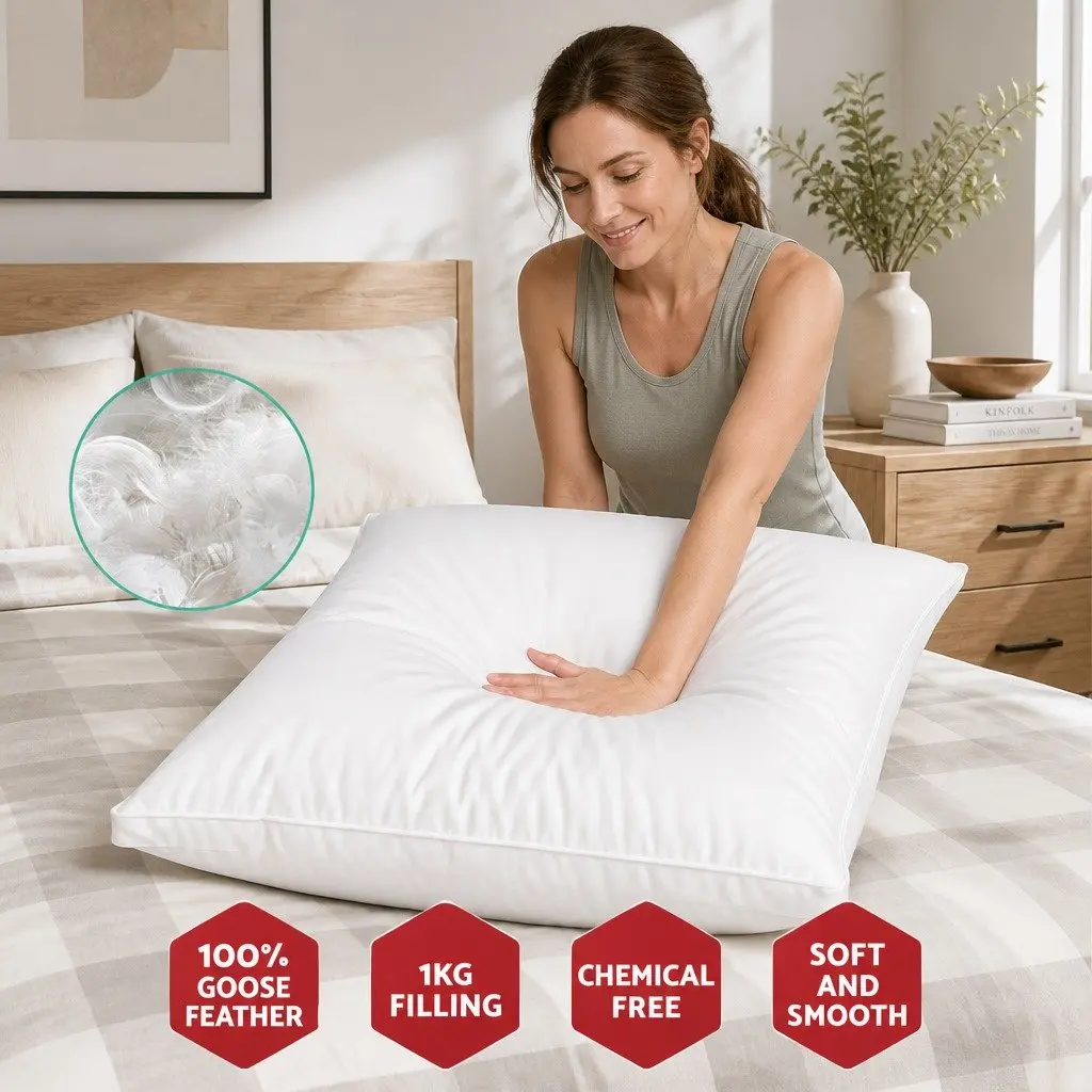 Goose Feather Down Pillow Set