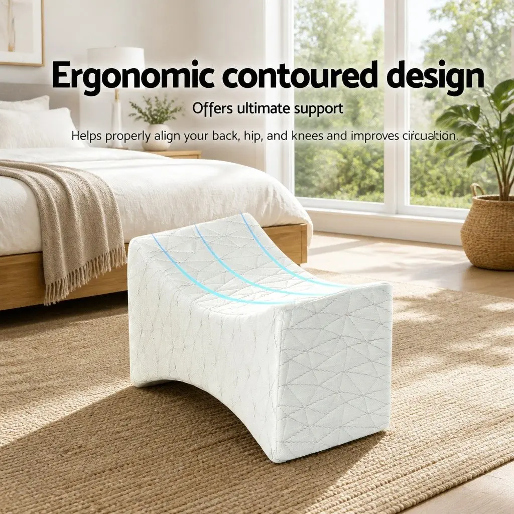 Memory Foam Knee Pillow Leg Support Ergonomic Contoured Design Side Back Sleeper