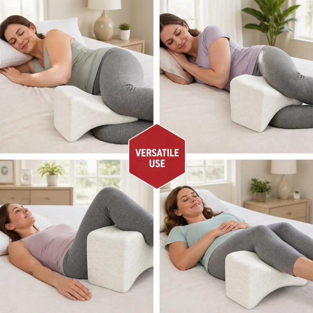 Memory Foam Knee Pillow Leg Support Ergonomic Contoured Design Side Back Sleeper