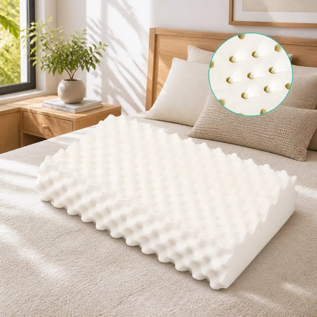 Natural Latex Pillow Twin Pack White Bedding Sleep Support Neck Head Shoulder