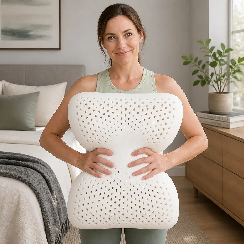 Latex Pillow Twin Pack Set of 2 White Pillows Natural Support Comfort Sleep