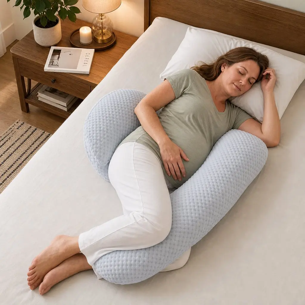 Cooling Body Pillow Adjustable Maternity Support for Back Belly Hips 37x87 cm