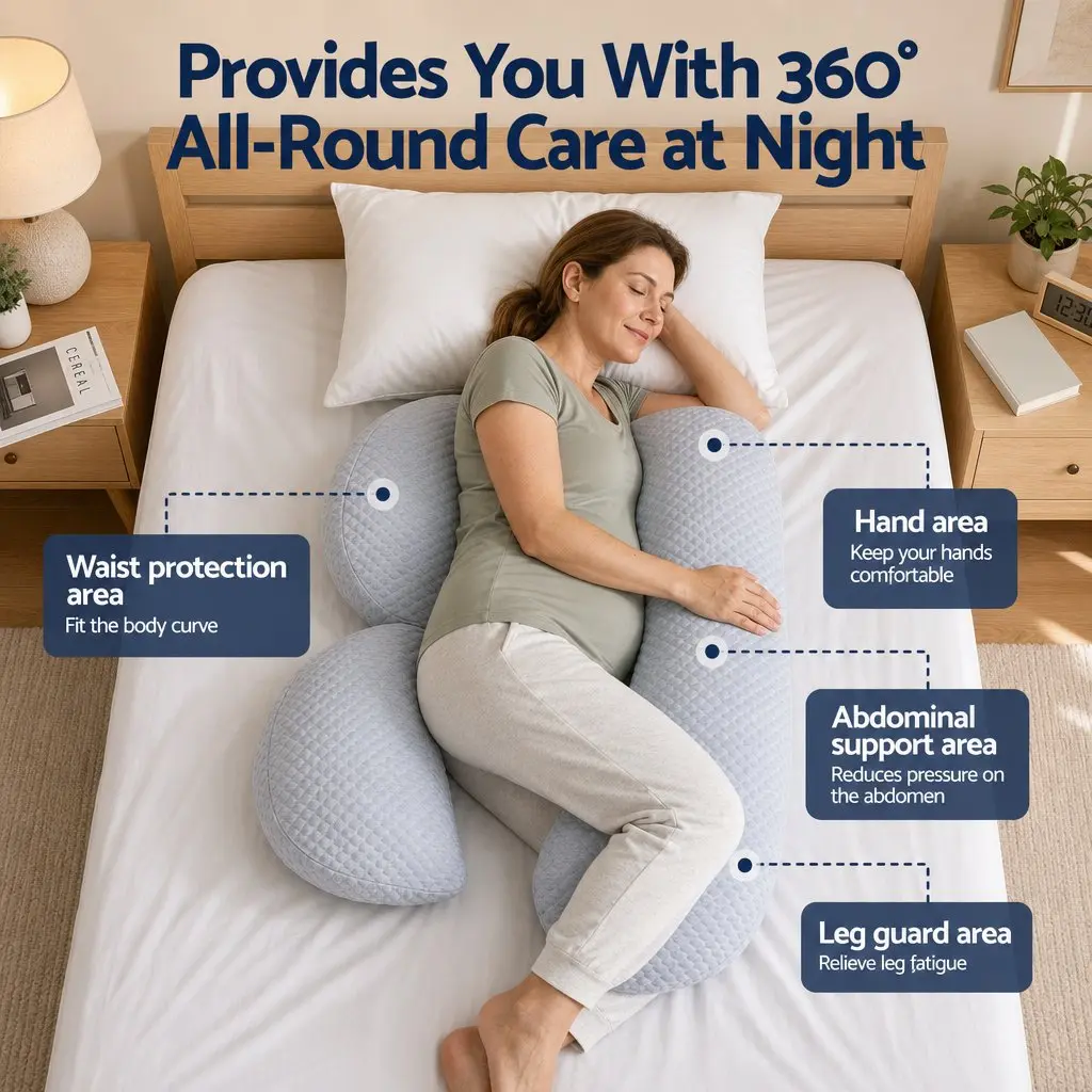 Cooling Body Pillow Adjustable Maternity Support for Back Belly Hips 37x87 cm