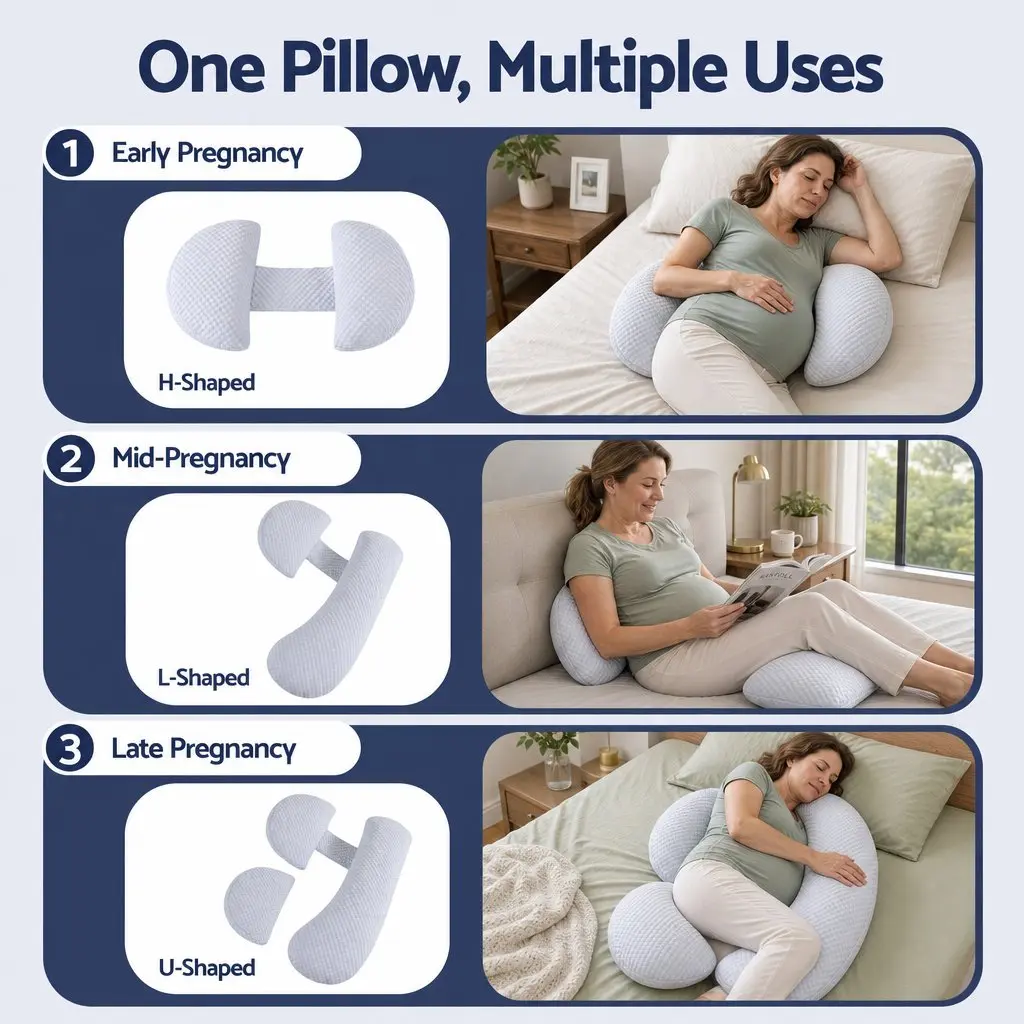 Cooling Body Pillow Adjustable Maternity Support for Back Belly Hips 37x87 cm