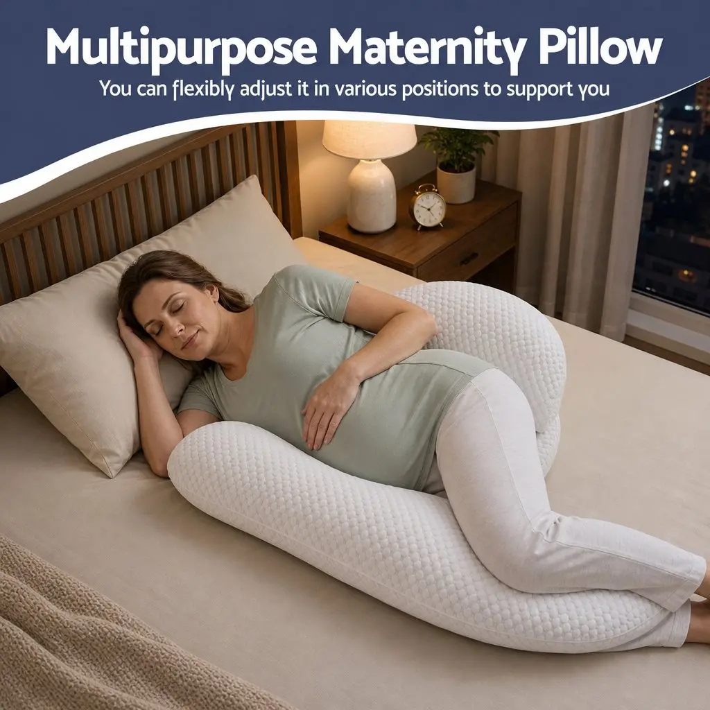 Cooling Body Pillow Adjustable Maternity Support for Back Belly Hips 37x87 cm