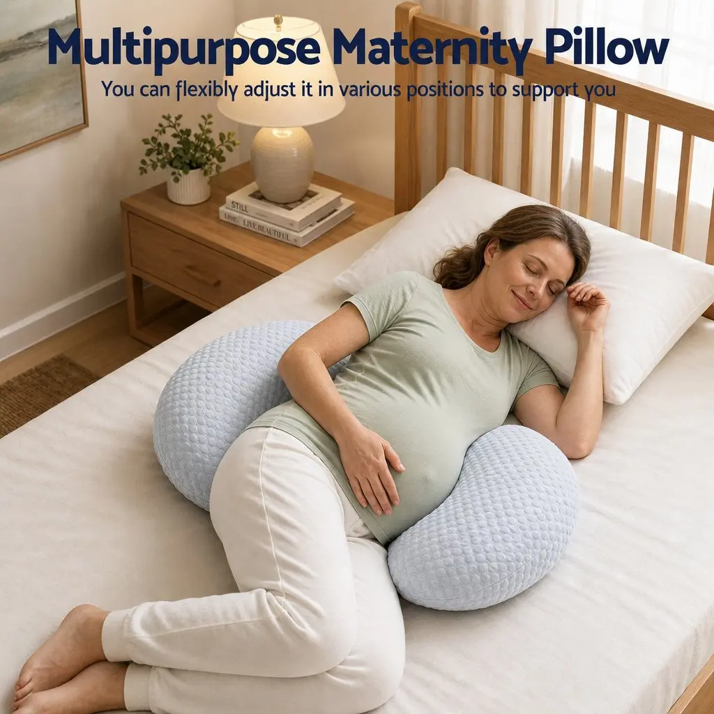 Cooling Body Pillow Adjustable Maternity Support for Back Belly Hips 37x87 cm