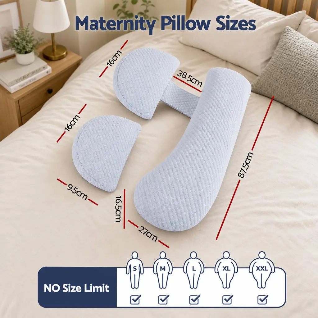 Cooling Body Pillow Adjustable Maternity Support for Back Belly Hips 37x87 cm