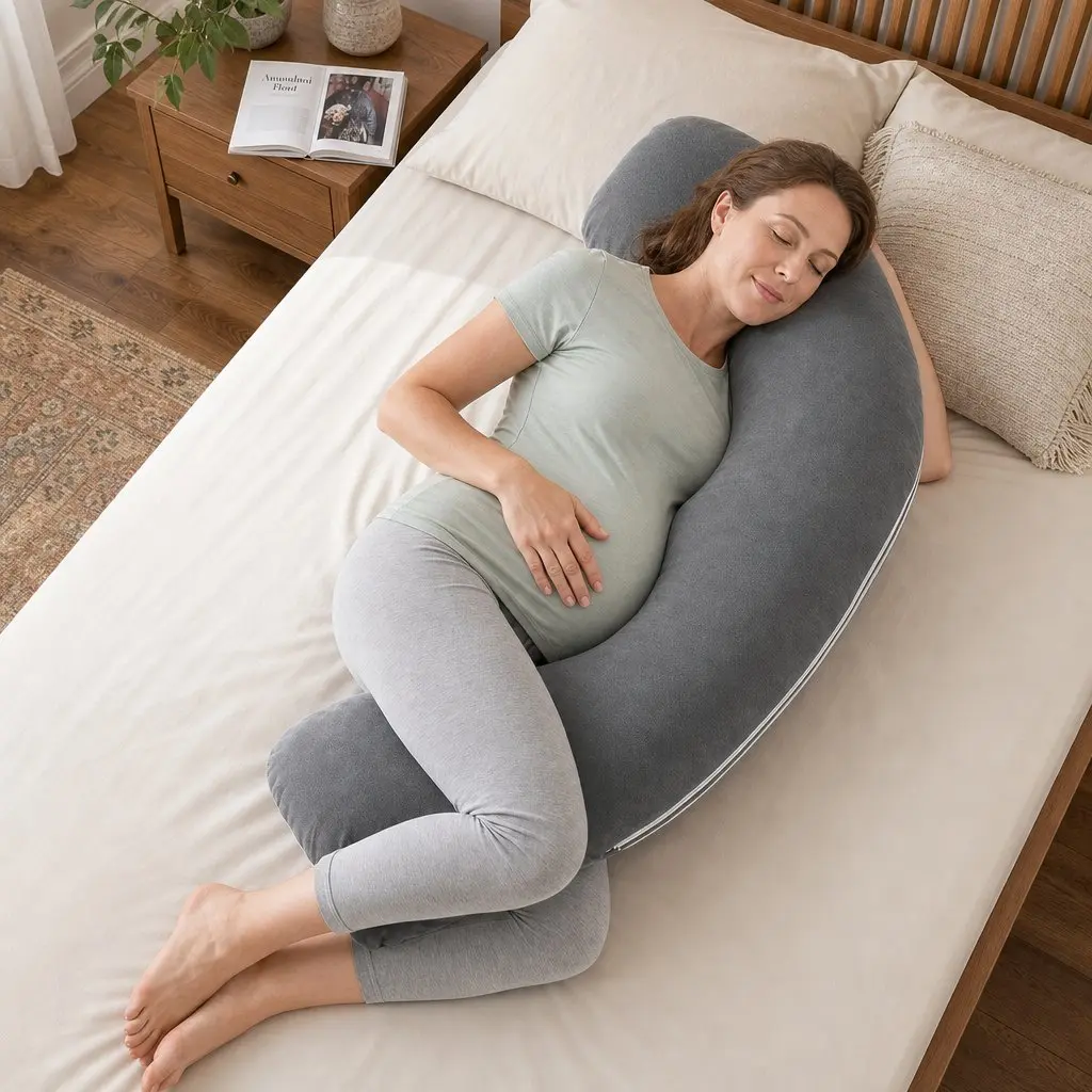 L-Shaped Pregnancy Pillow Side Sleeping Maternity Body Support 63 x 115 cm