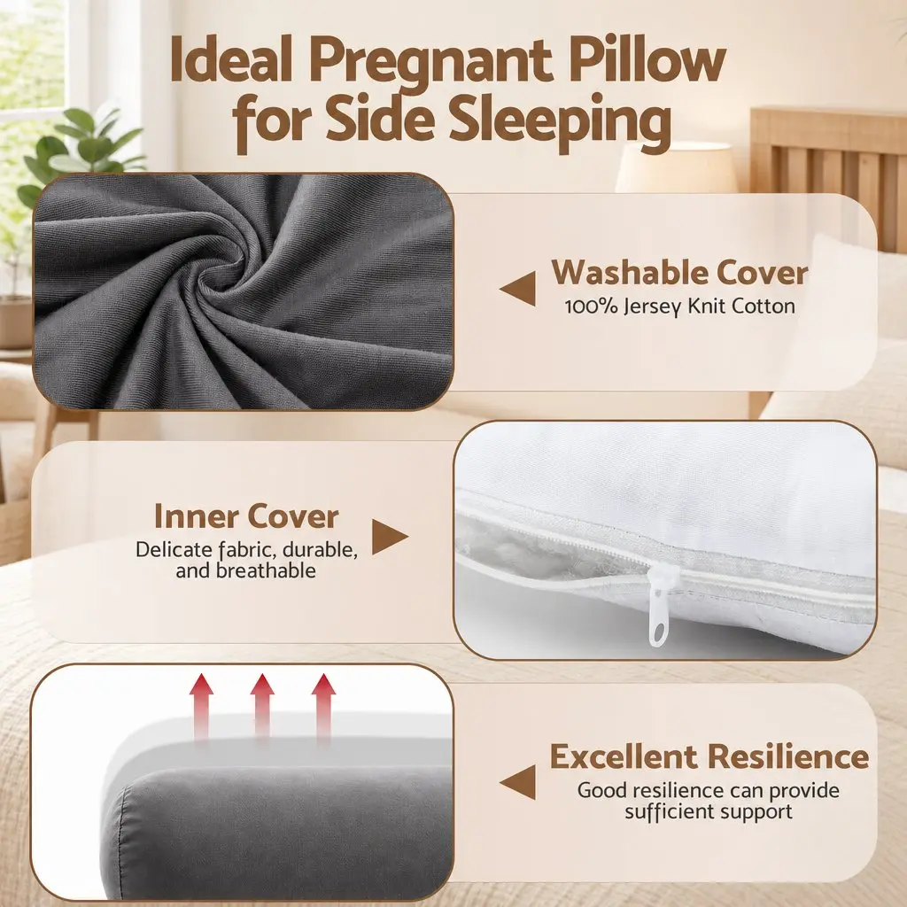 L-Shaped Pregnancy Pillow Side Sleeping Maternity Body Support 63 x 115 cm