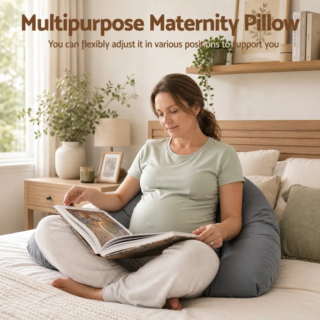 L-Shaped Pregnancy Pillow Side Sleeping Maternity Body Support 63 x 115 cm