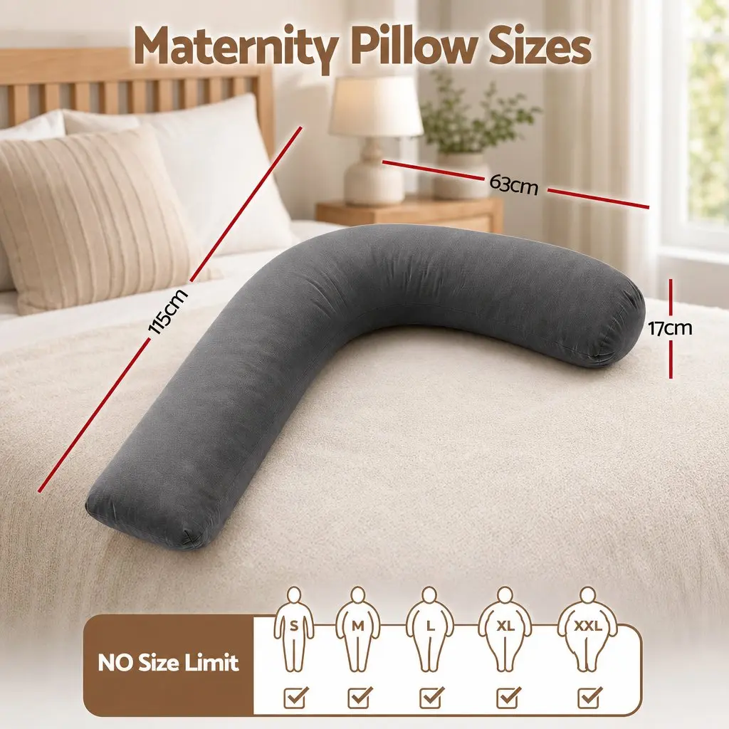 L-Shaped Pregnancy Pillow Side Sleeping Maternity Body Support 63 x 115 cm