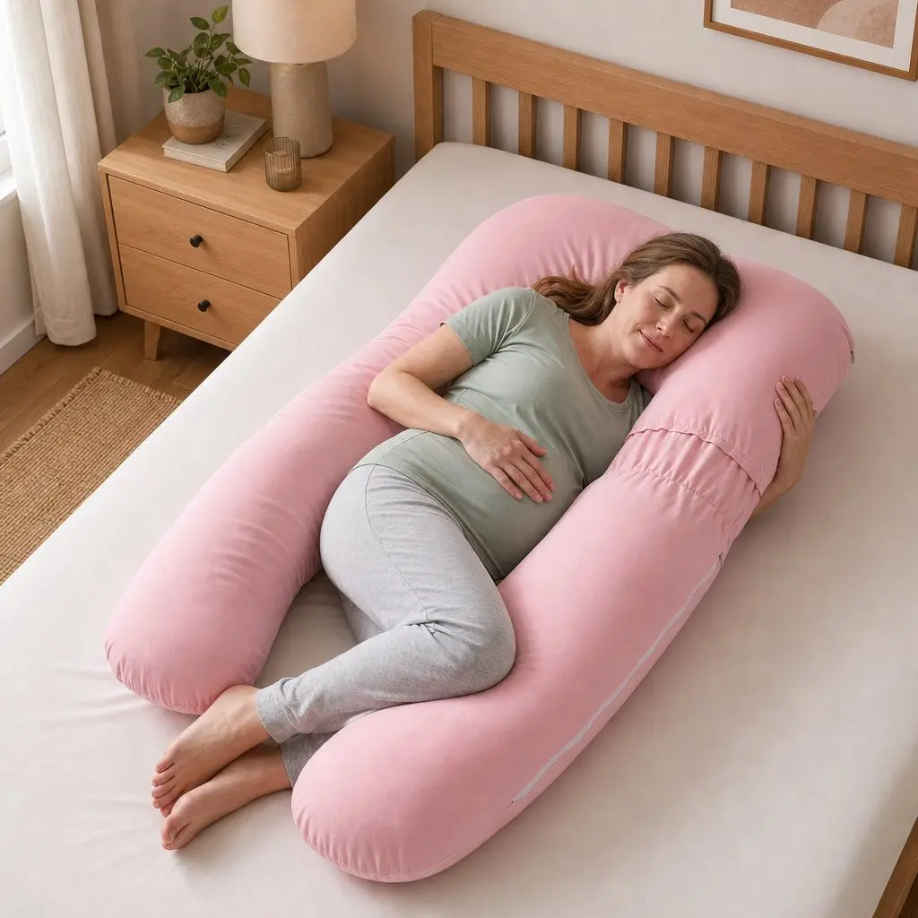 U Shaped Full Body Pregnancy Pillow for Maternity Sleep 73 x 133 cm Cotton Jersey Cover