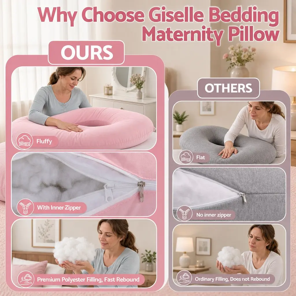 U Shaped Full Body Pregnancy Pillow for Maternity Sleep 73 x 133 cm Cotton Jersey Cover