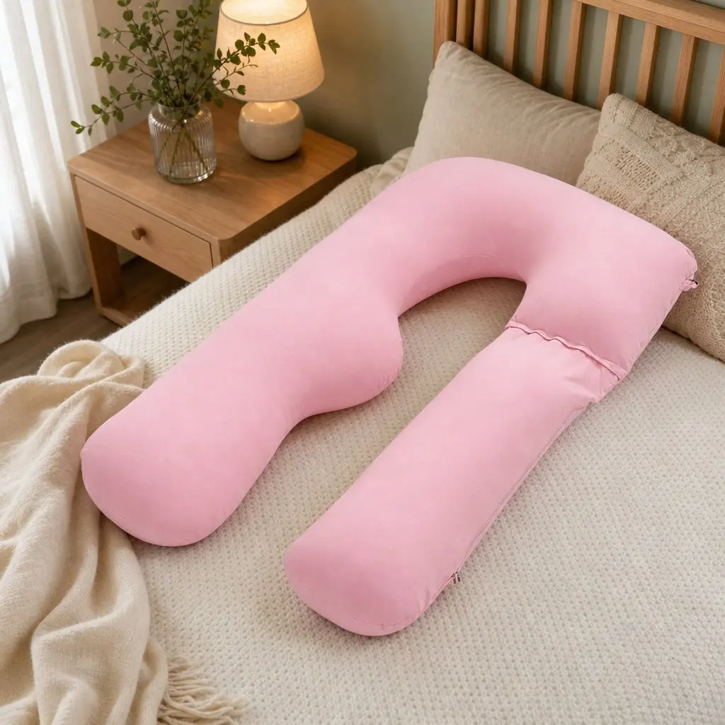 U Shaped Full Body Pregnancy Pillow for Maternity Sleep 73 x 133 cm Cotton Jersey Cover