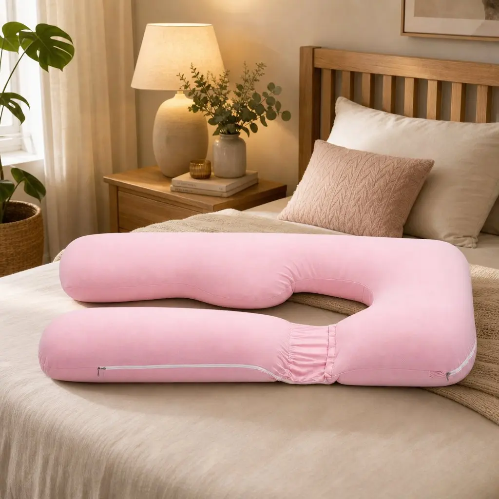 U Shaped Full Body Pregnancy Pillow for Maternity Sleep 73 x 133 cm Cotton Jersey Cover