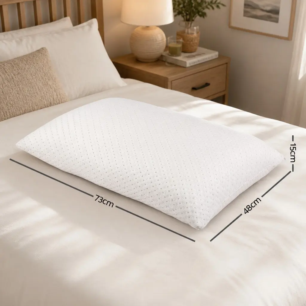 Memory Foam Pillow Twin Pack for Neck Support 73cm x 48cm White Shredded Gel-Infused Bamboo Cover