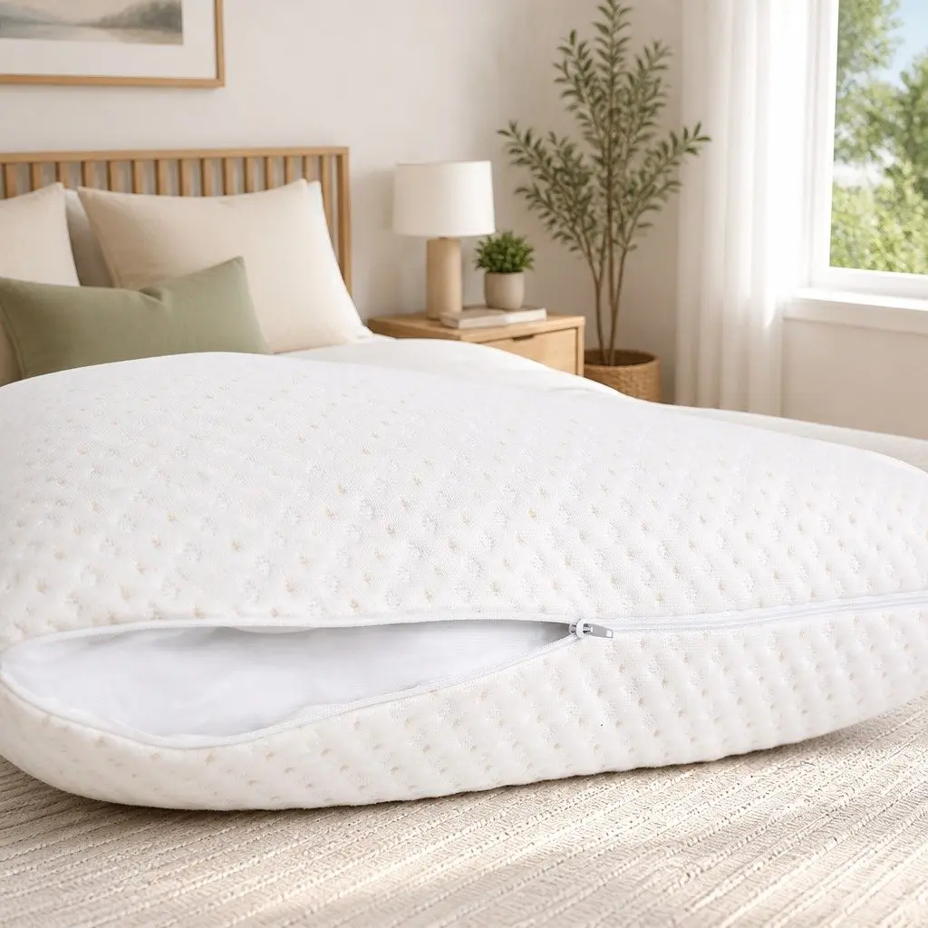 Memory Foam Pillow Twin Pack for Neck Support 73cm x 48cm White Shredded Gel-Infused Bamboo Cover