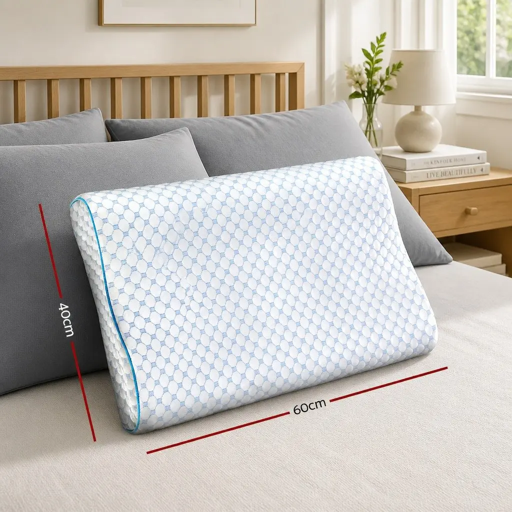 Memory Foam Contour Pillow for Head Neck Support 60cm x 40cm White
