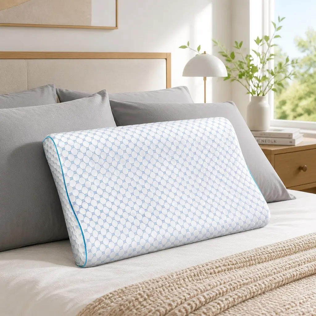 Memory Foam Contour Pillow for Head Neck Support 60cm x 40cm White
