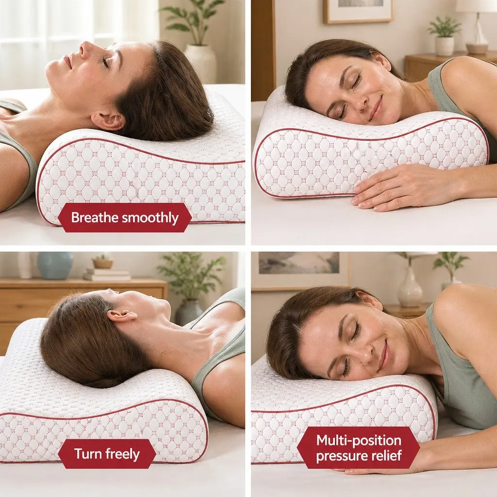 Memory Foam Contour Pillow for Head Neck Support 60cm x 40cm White