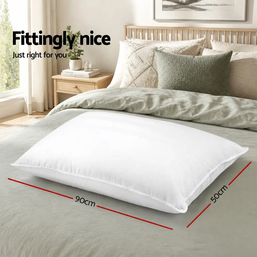 4 Pack Bed Pillows King Size Hotel Bedding Family Set Medium Firm 50x90cm White