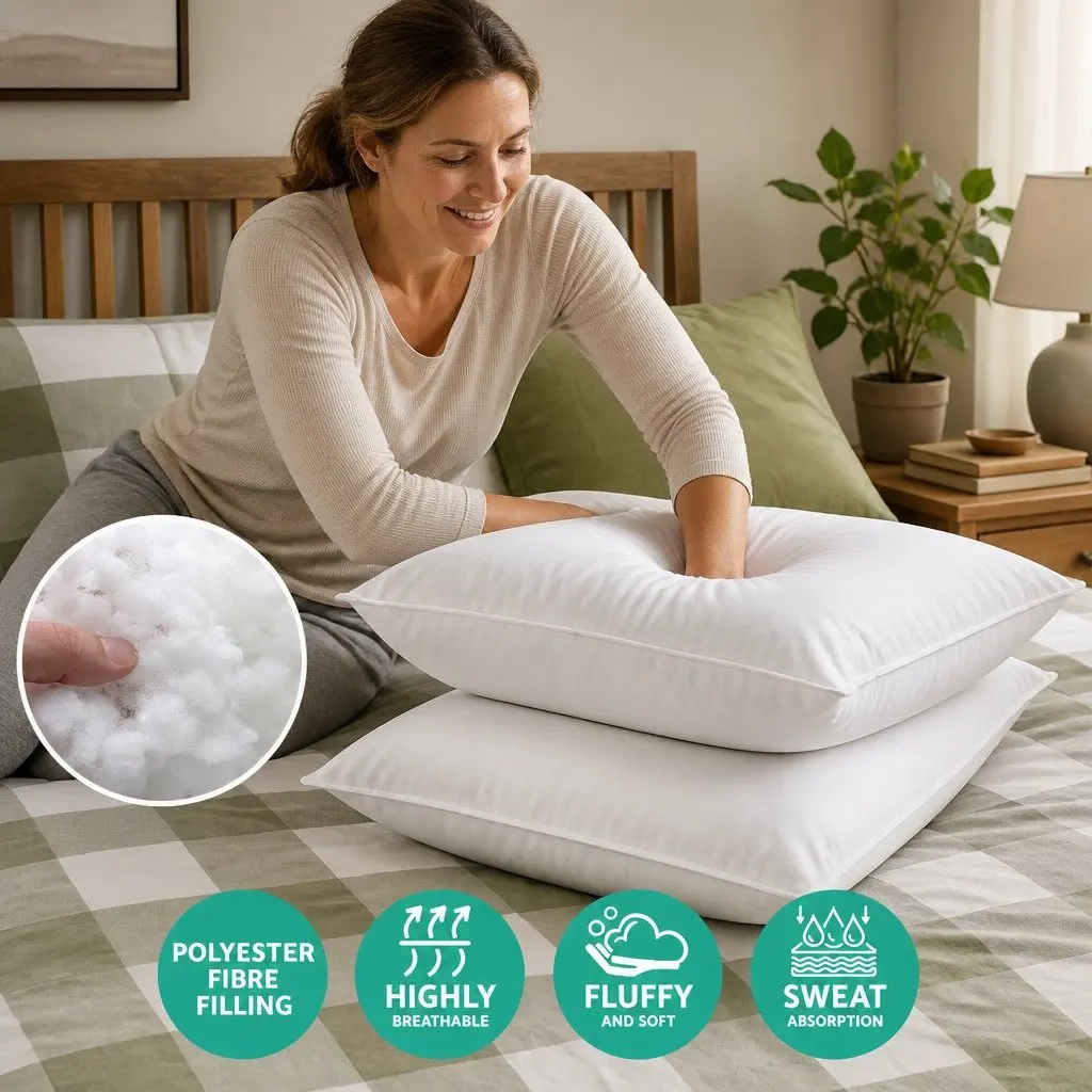 4 Pack Bed Pillows King Size Hotel Bedding Family Set Medium Firm 50x90cm White