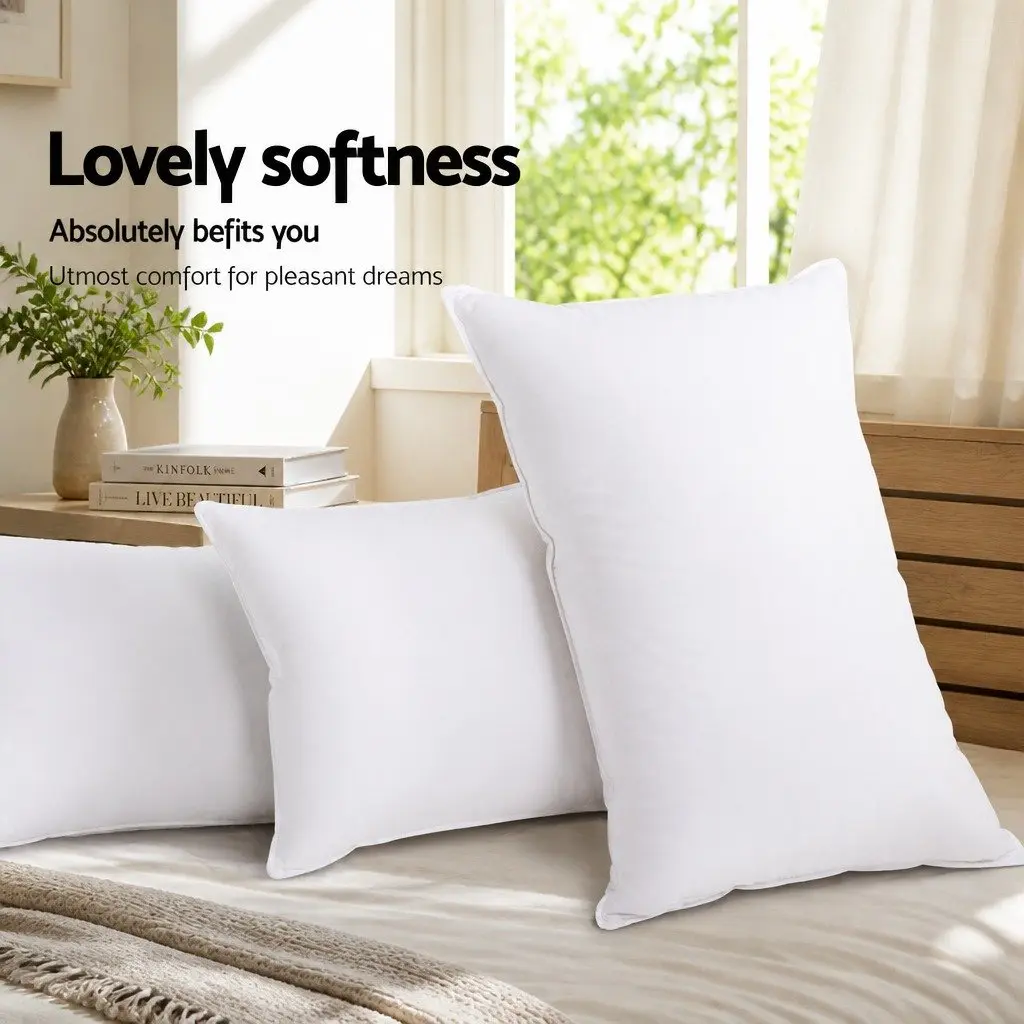 4 Pack Bed Pillows King Size Hotel Bedding Family Set Medium Firm 50x90cm White