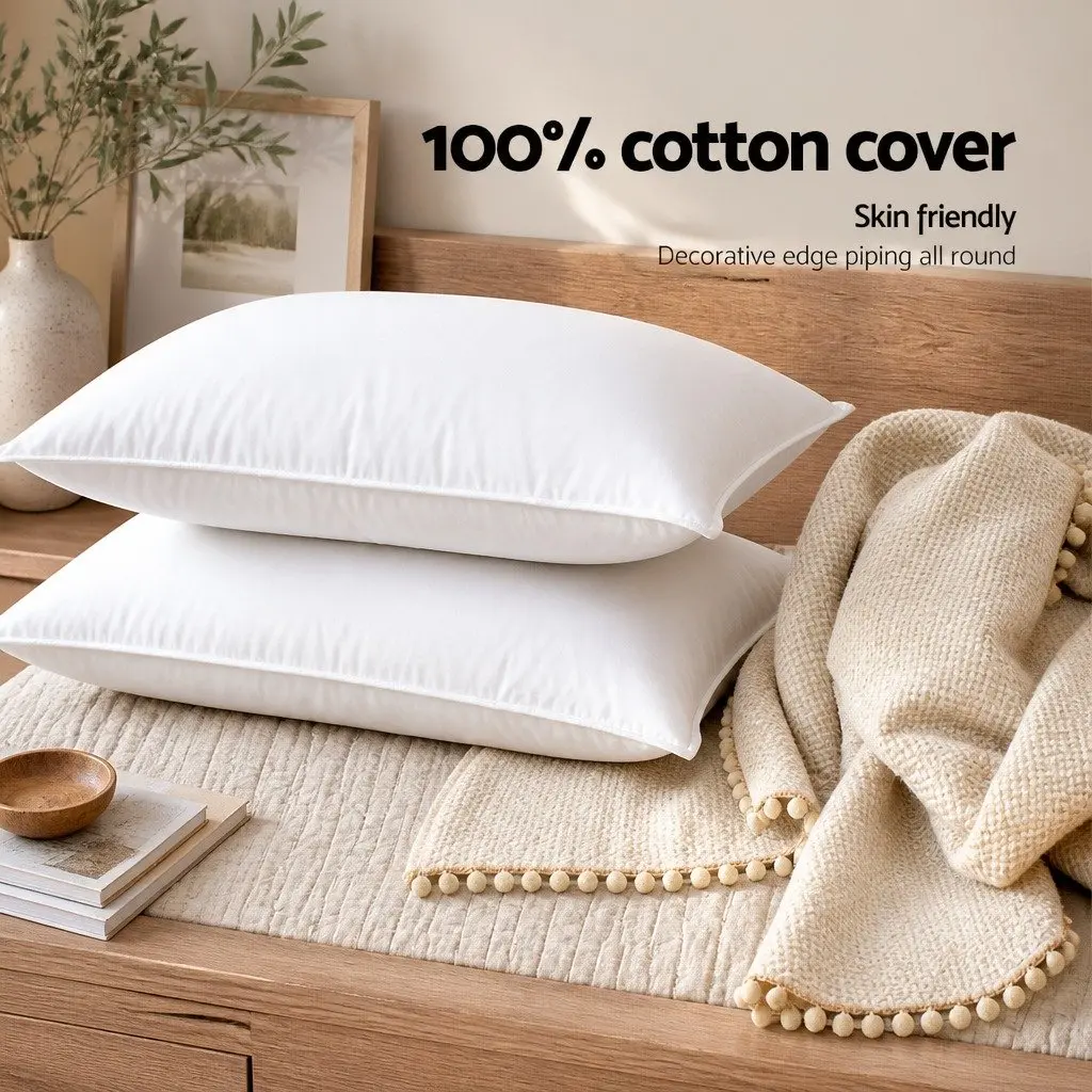 4 Pack Bed Pillows King Size Hotel Bedding Family Set Medium Firm 50x90cm White