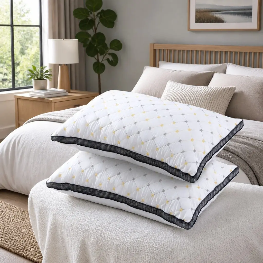 Microfibre Pillow 2 Pack White Soft Filling Bedroom Comfort Support All Sleep