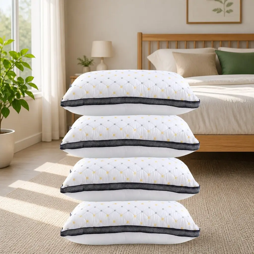 Microfibre Pillows White 4 Pack, 70x45x25cm, Soft Filling