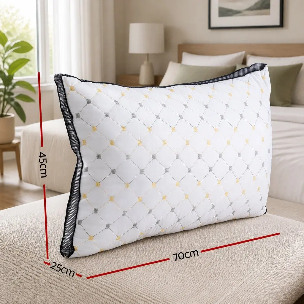 Microfibre Pillows White 4 Pack, 70x45x25cm, Soft Filling