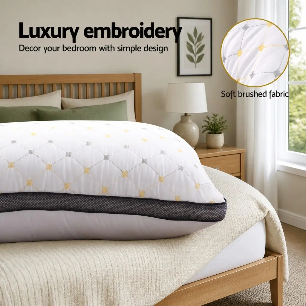 Microfibre Pillows White 4 Pack, 70x45x25cm, Soft Filling