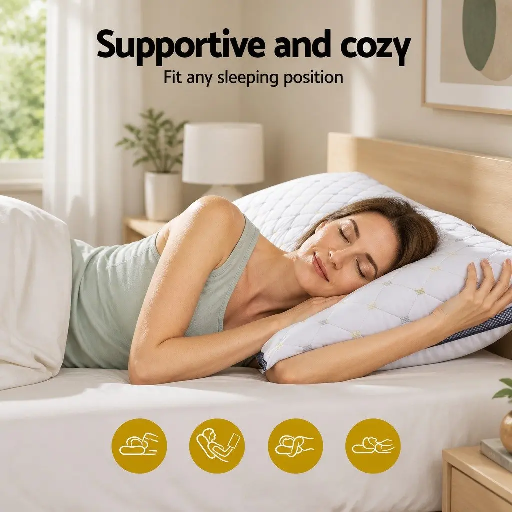 Microfibre Pillows White 4 Pack, 70x45x25cm, Soft Filling