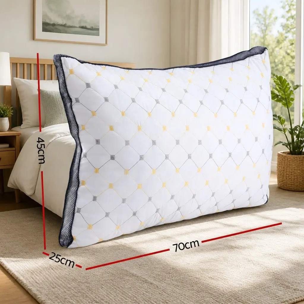 Microfibre Pillow White Soft Bedding Sleep Support Embroidery Design 70x45cm