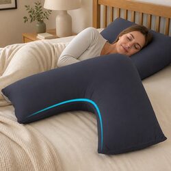 V-Shape Body Pillow Specifications - 58 x 35 x 18 cm, Grey