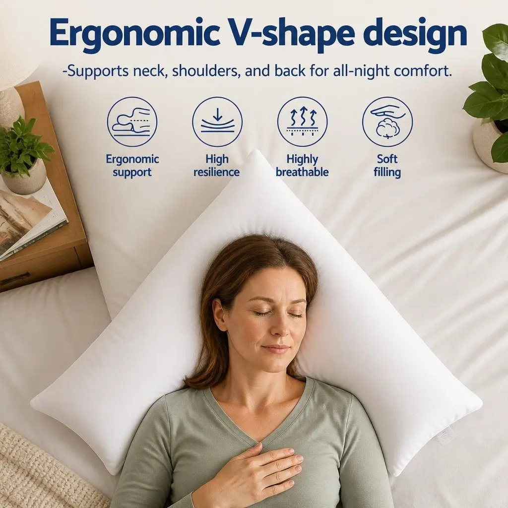 V Shape Body Pillow for Sleeping and Nursing 58 x 35 x 18cm