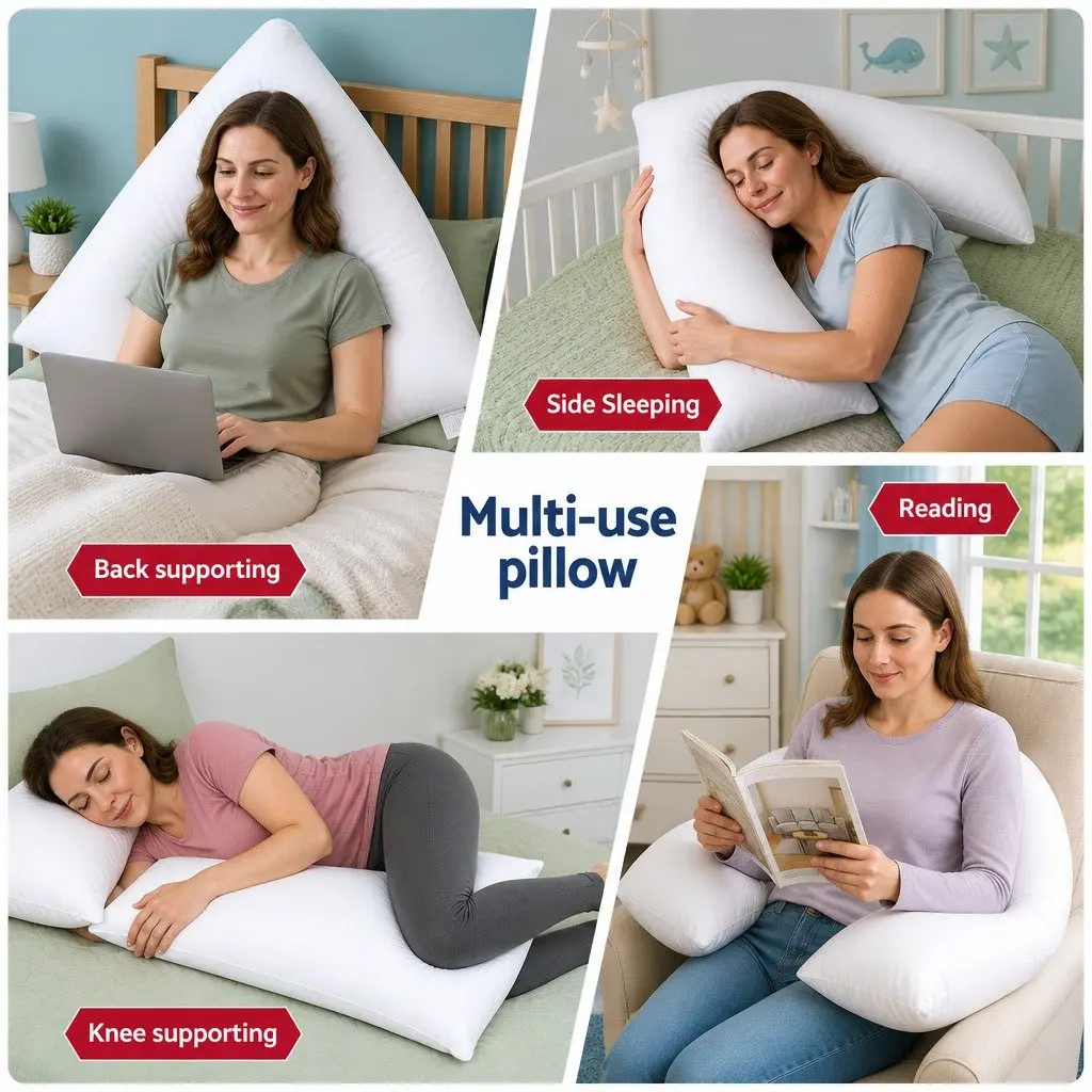 V Shape Body Pillow for Sleeping and Nursing 58 x 35 x 18cm