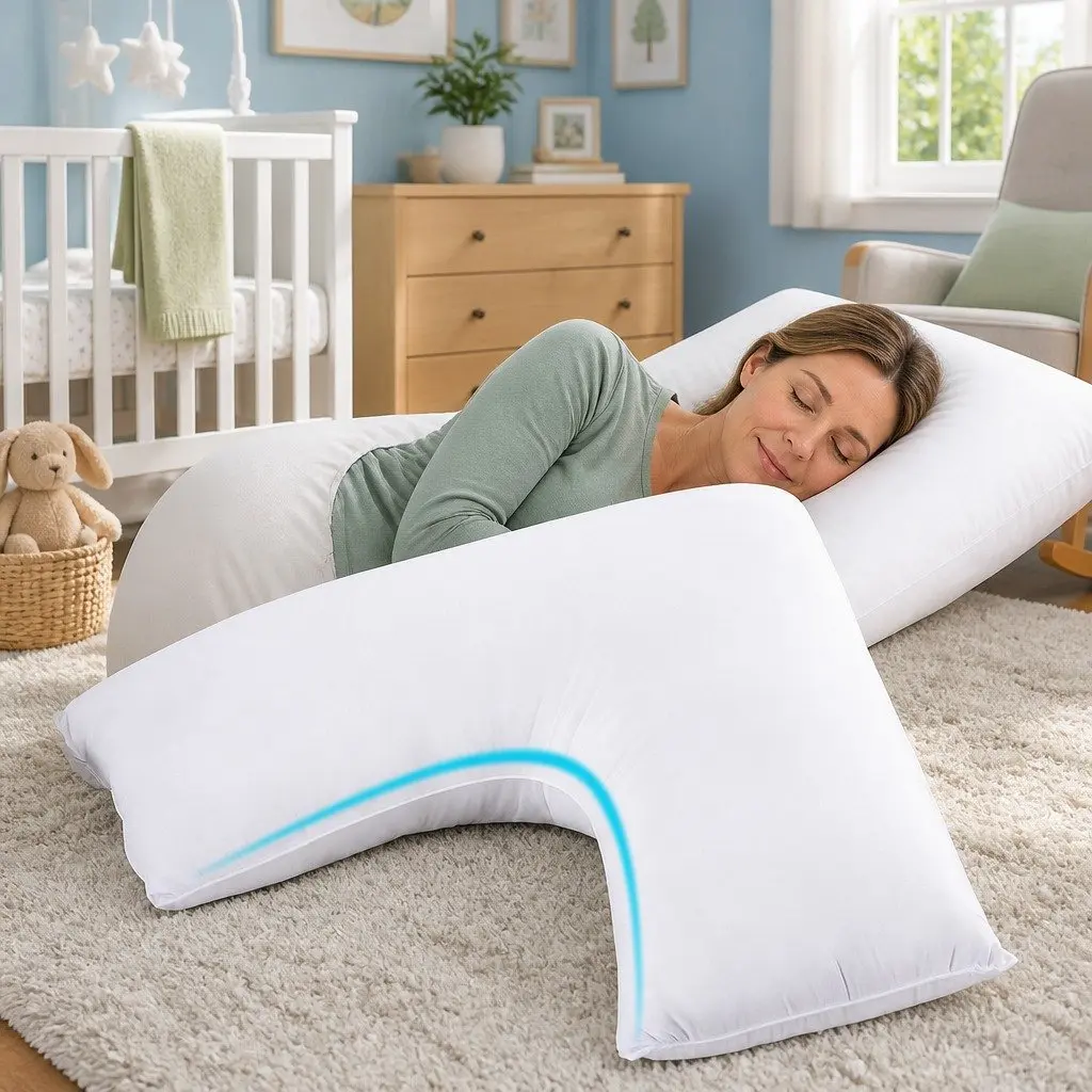 V Shape Body Pillow for Sleeping and Nursing 58 x 35 x 18cm