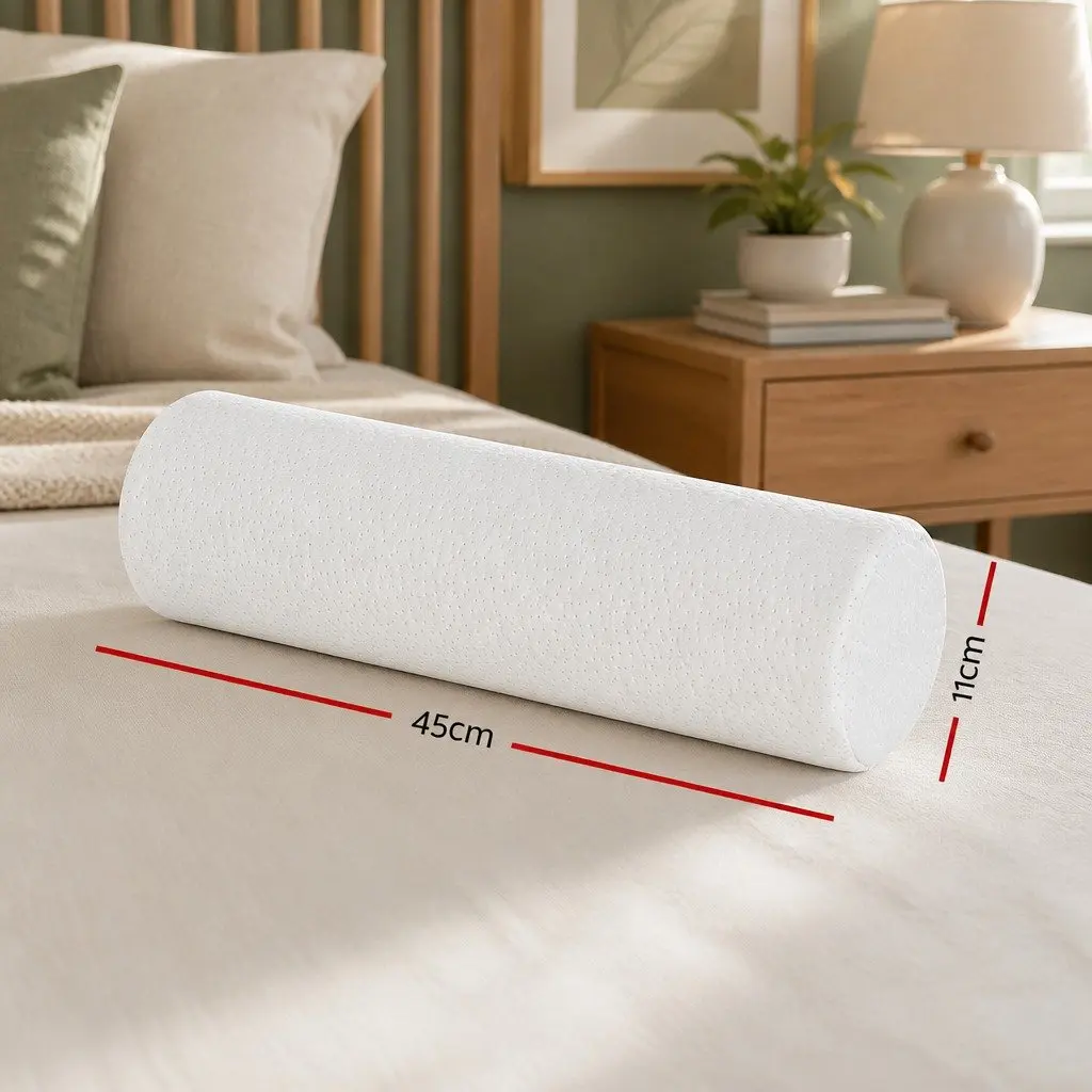 Memory Foam Neck Roll Pillow with Bamboo Cover