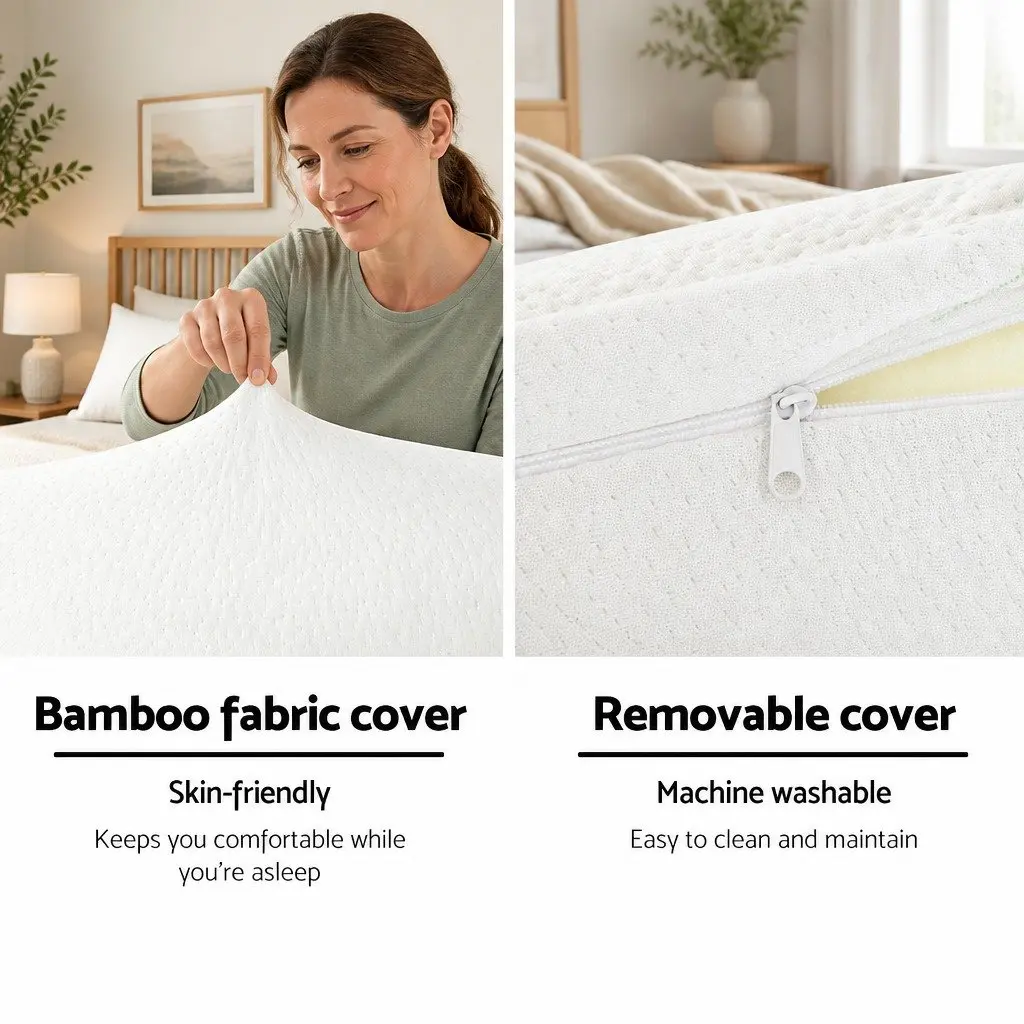 Memory Foam Neck Roll Pillow with Bamboo Cover