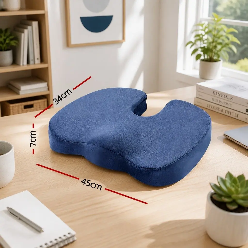Memory Foam Seat Cushion Ergonomic Chair Pad Back Pain Relief Support Blue