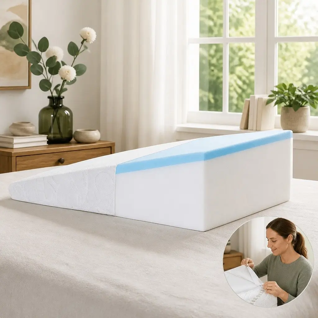 Wedge Pillow for Elevated Sleeping Ergonomic Support 61 x 62 x 20cm