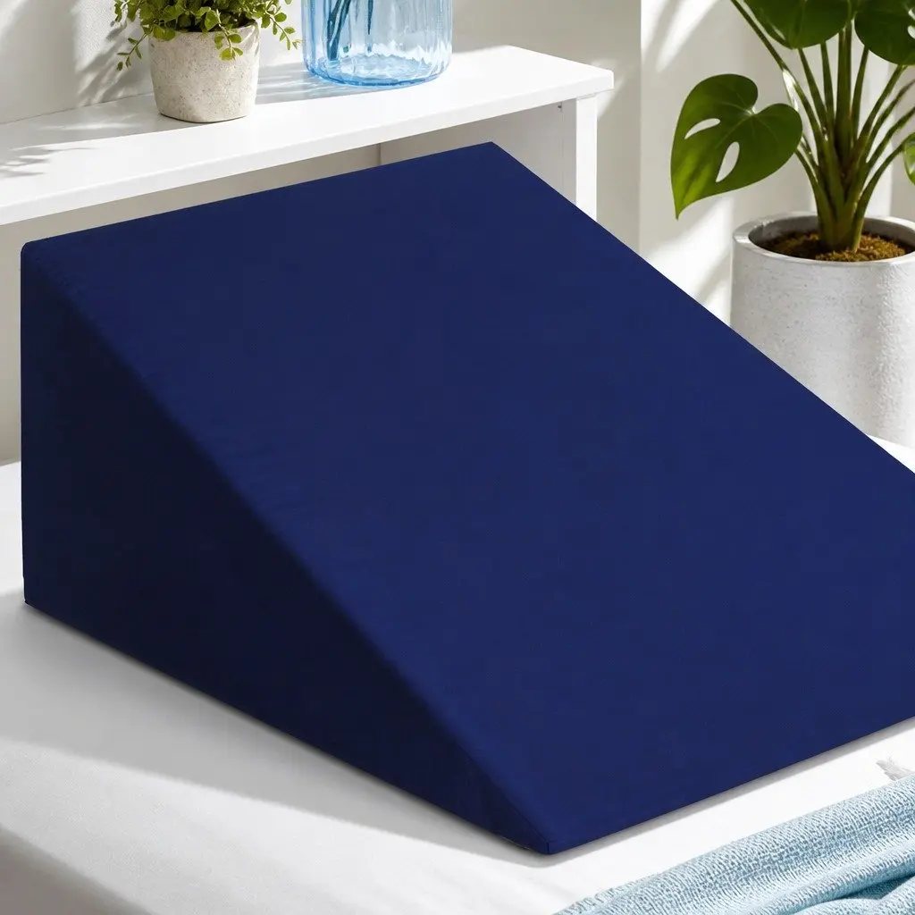 Wedge Pillow Blue Twin Pack Memory Foam Bed Support Elevation Cushion