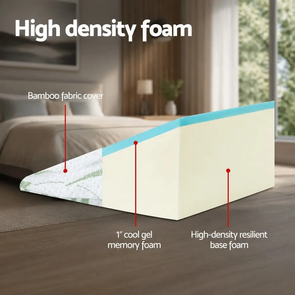 Wedge Pillow Bed Cushion Back Support Cool Gel Memory Foam Bamboo Cover