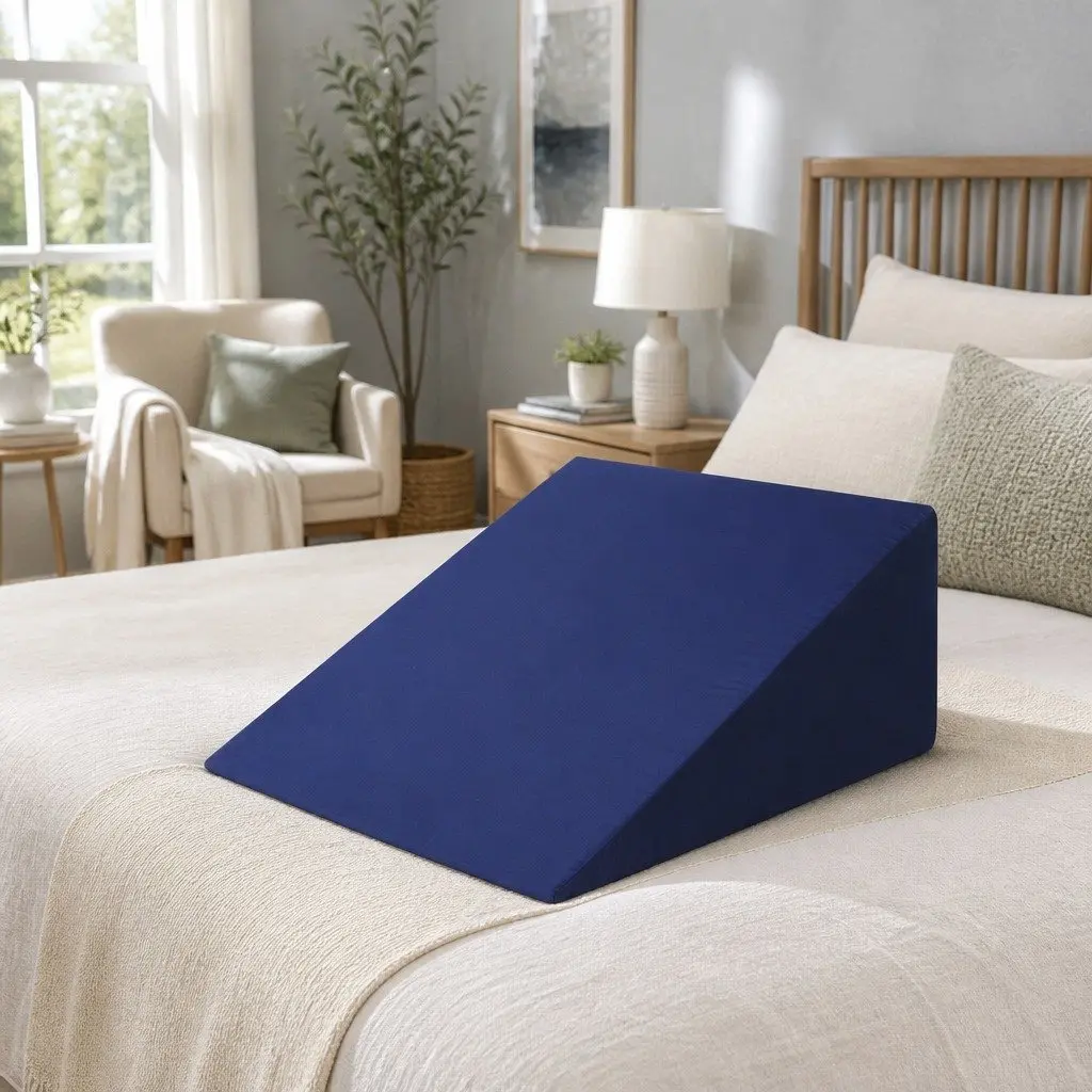 Blue Bed Wedge Pillow with Foam