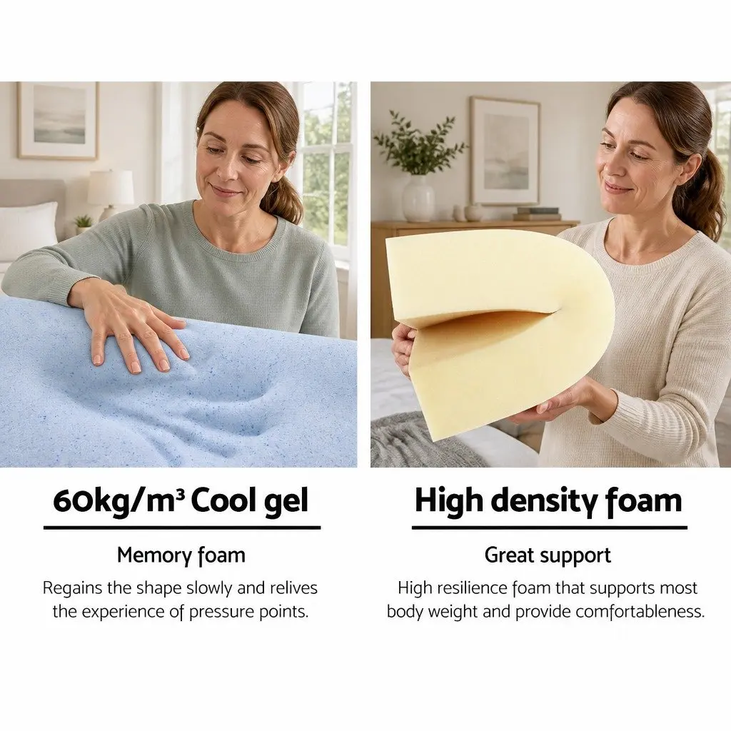 Bed Wedge Support Pillow for Back and Legs 62 x 64 x 30cm Blue Memory Foam