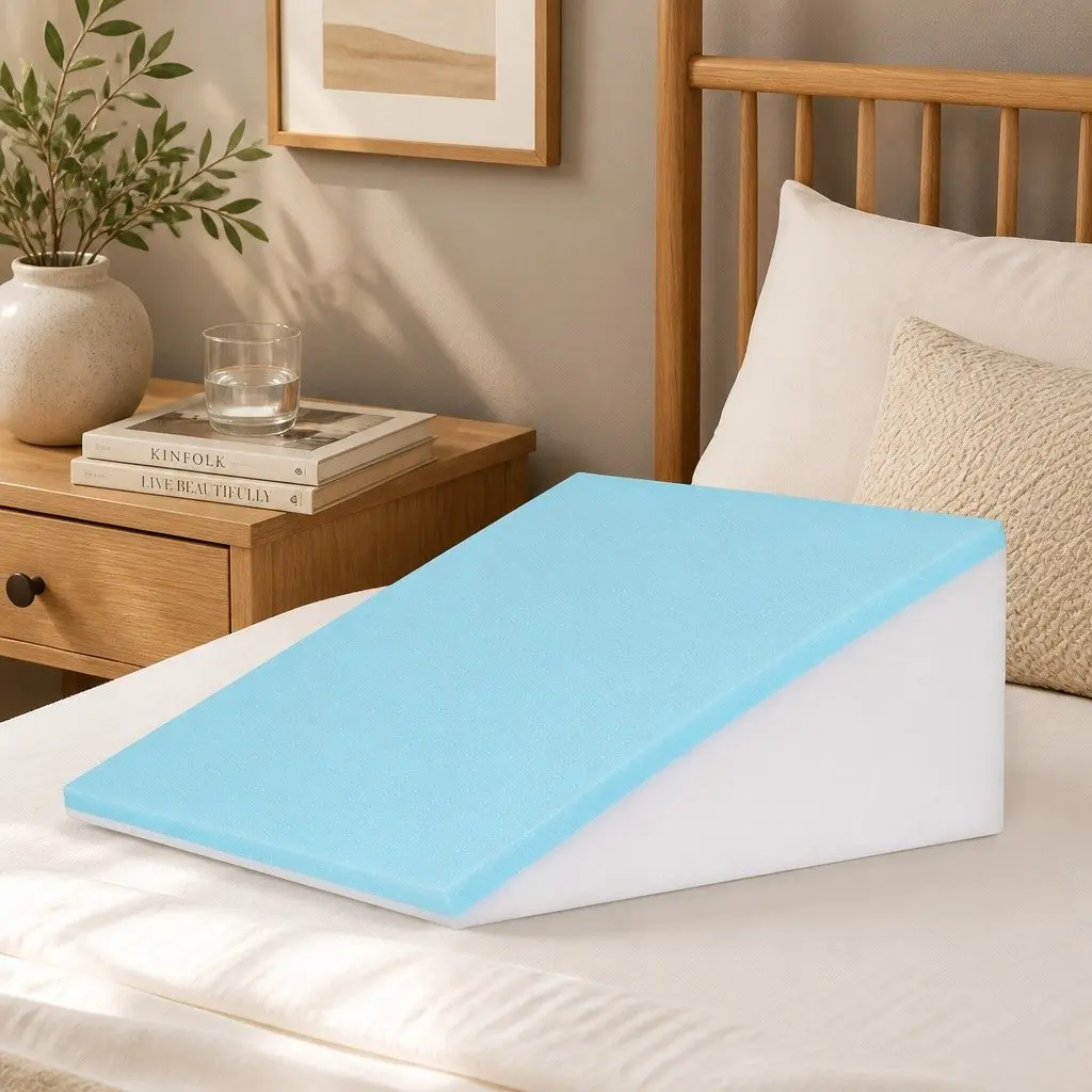 Wedge Pillow for Sleeping Reading Grey 62 x 30 x 62 cm Ergonomic Memory Foam