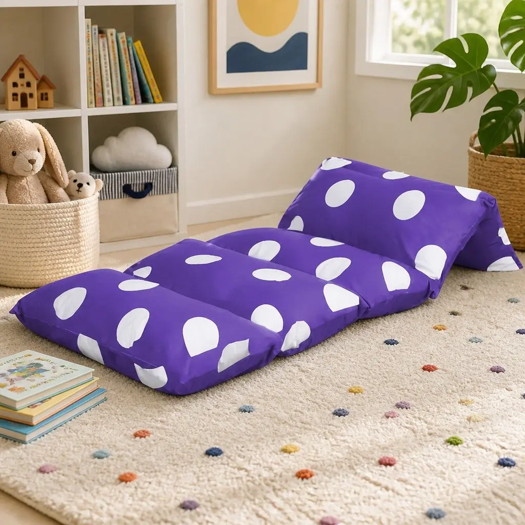Kids Floor Lounger Pillow Cushion Large Purple Reading Bedroom