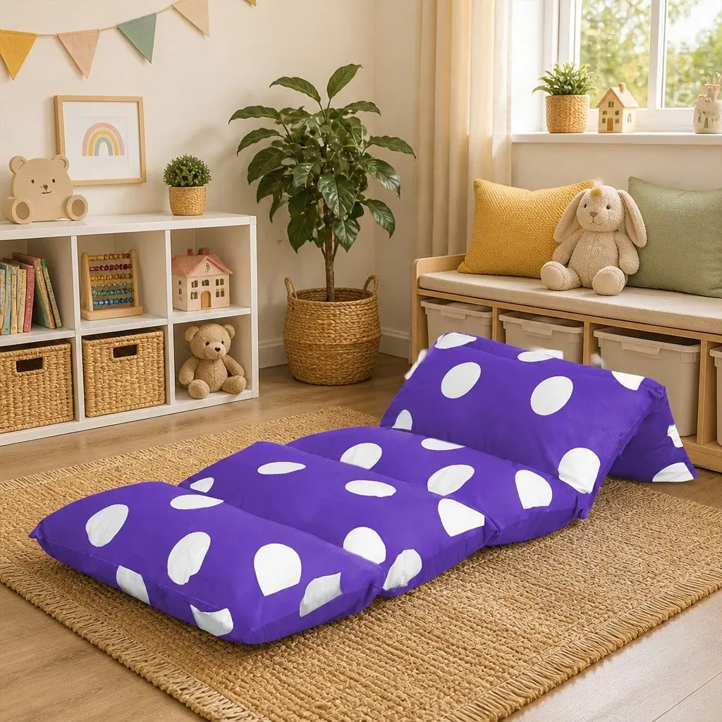 Kids Floor Lounger Pillow Cushion Large Purple Reading Bedroom
