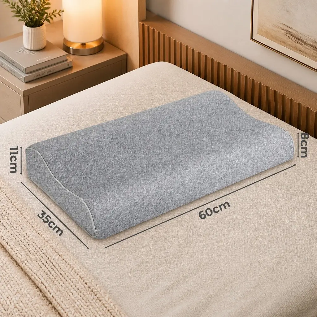 Memory Foam Pillow Pair Bamboo Charcoal Ergonomic Neck Support Grey Removable